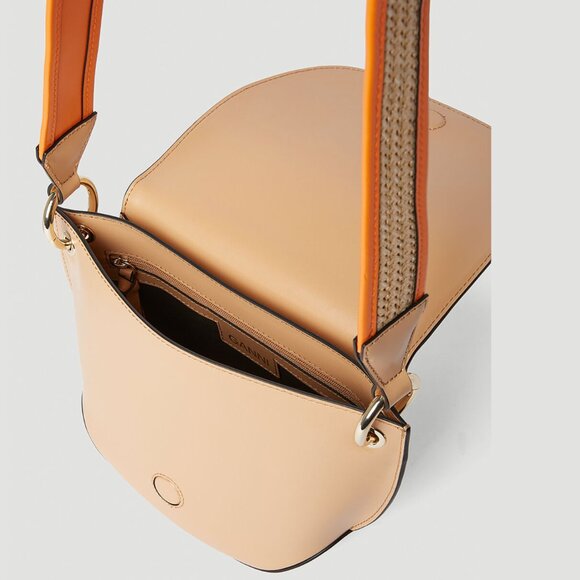 Ganni Banner Saddle Raffia Shoulder Bag - Picture 5 of 13